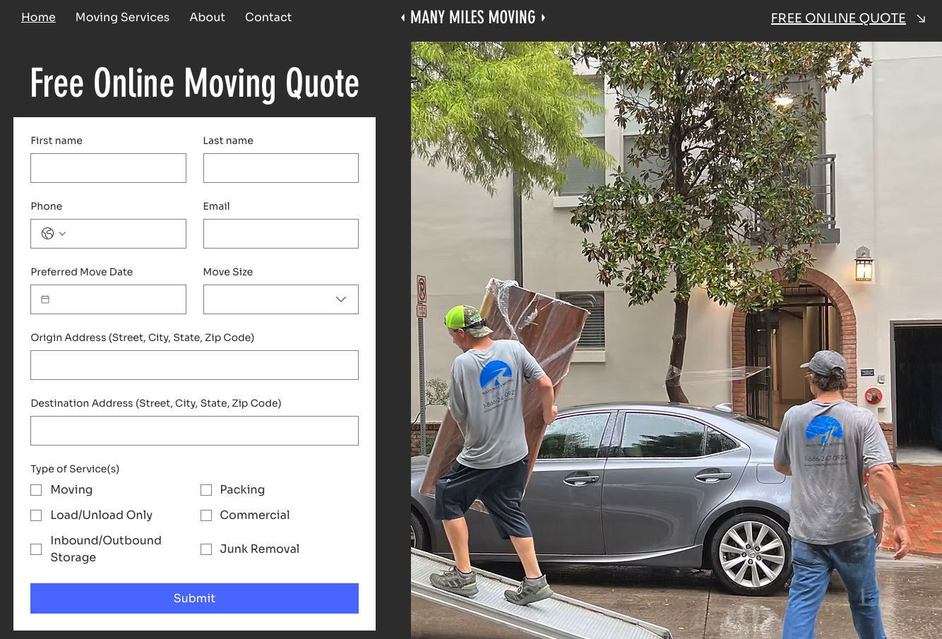 Platinum Marketing Agency. Moving Website Designer.
